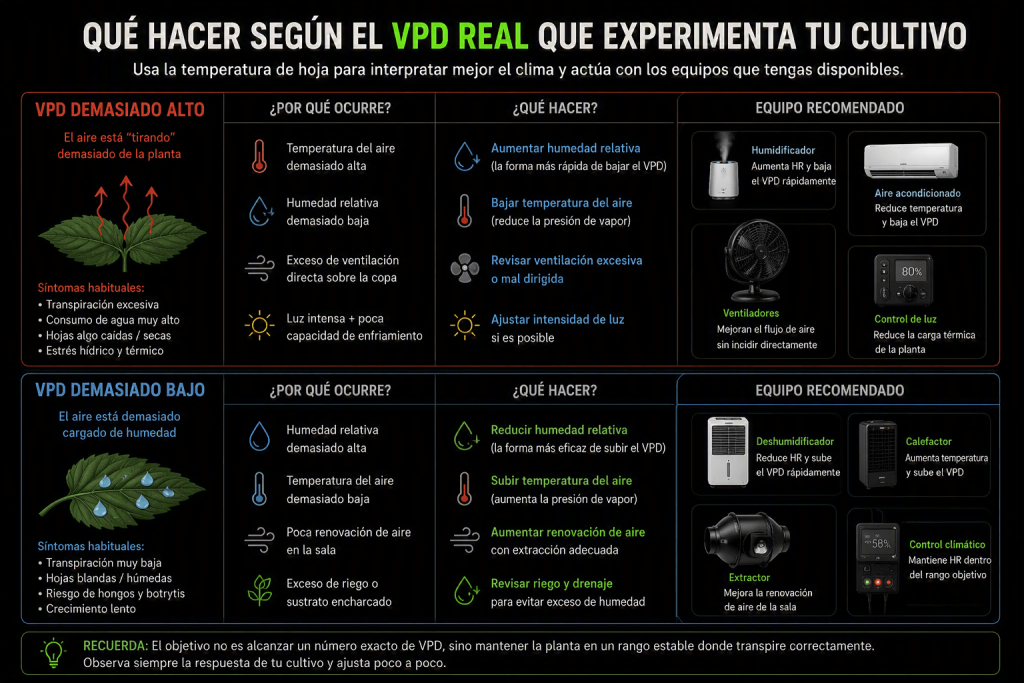 Que hacer según el VPD real de tu cultivo